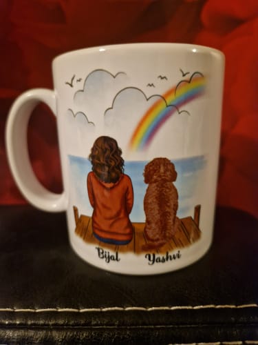Customer photo review of People and Pets Personalised Mug - Chose Dogs, Cats, Men, Women & Message - Live Preview
