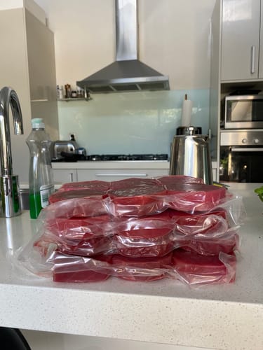 Customer photo review of Yellowfin Tuna Loin Steaks (High Grade Frozen)