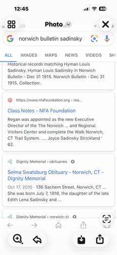 Customer's screenshot of a web search on a mobile phone.