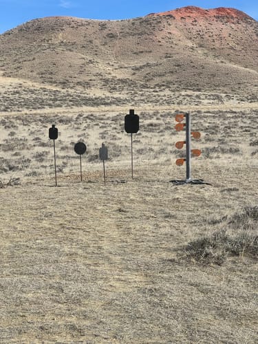 Customer photo review of AR500 Steel Shooting Target 3/8 Inch Thick 10" x 16" Hostage with  T-Post Target Holder Mount