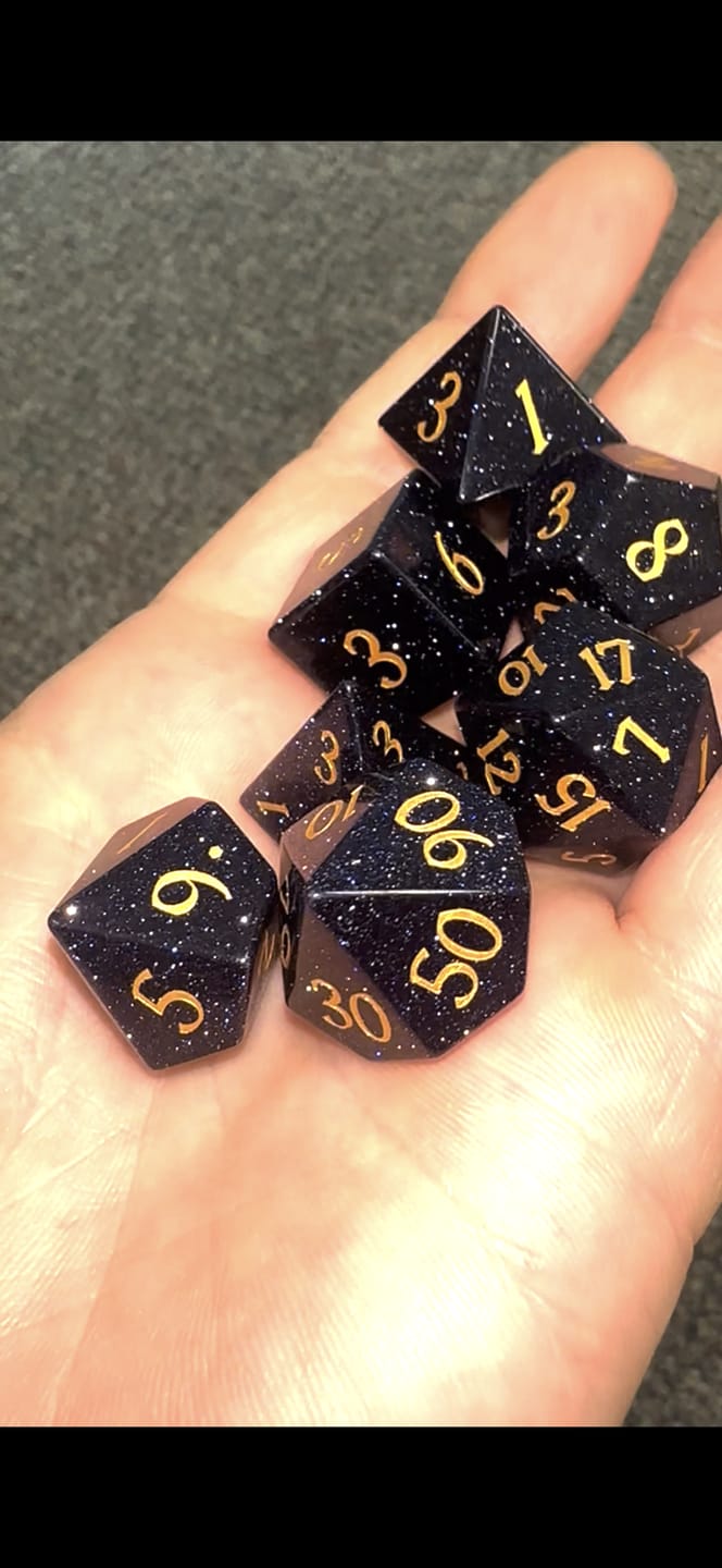 Customer photo review of Cosmic Veil Dice Set (Blue Sandstone)