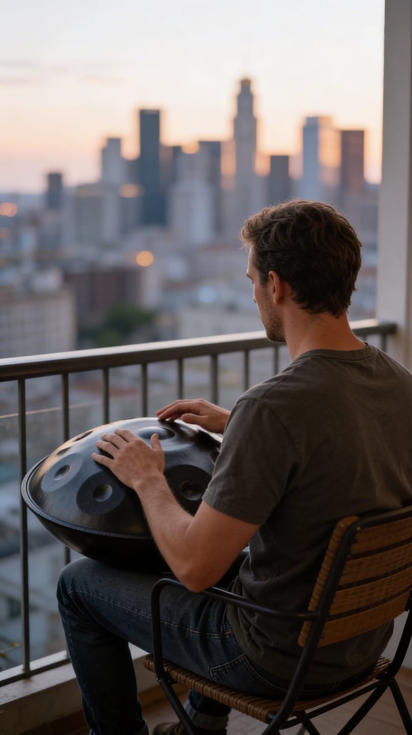 Customer photo review of Cosmos Handpan - Ebony Black 10 Notes in D Minor - Tambourine Gift Set