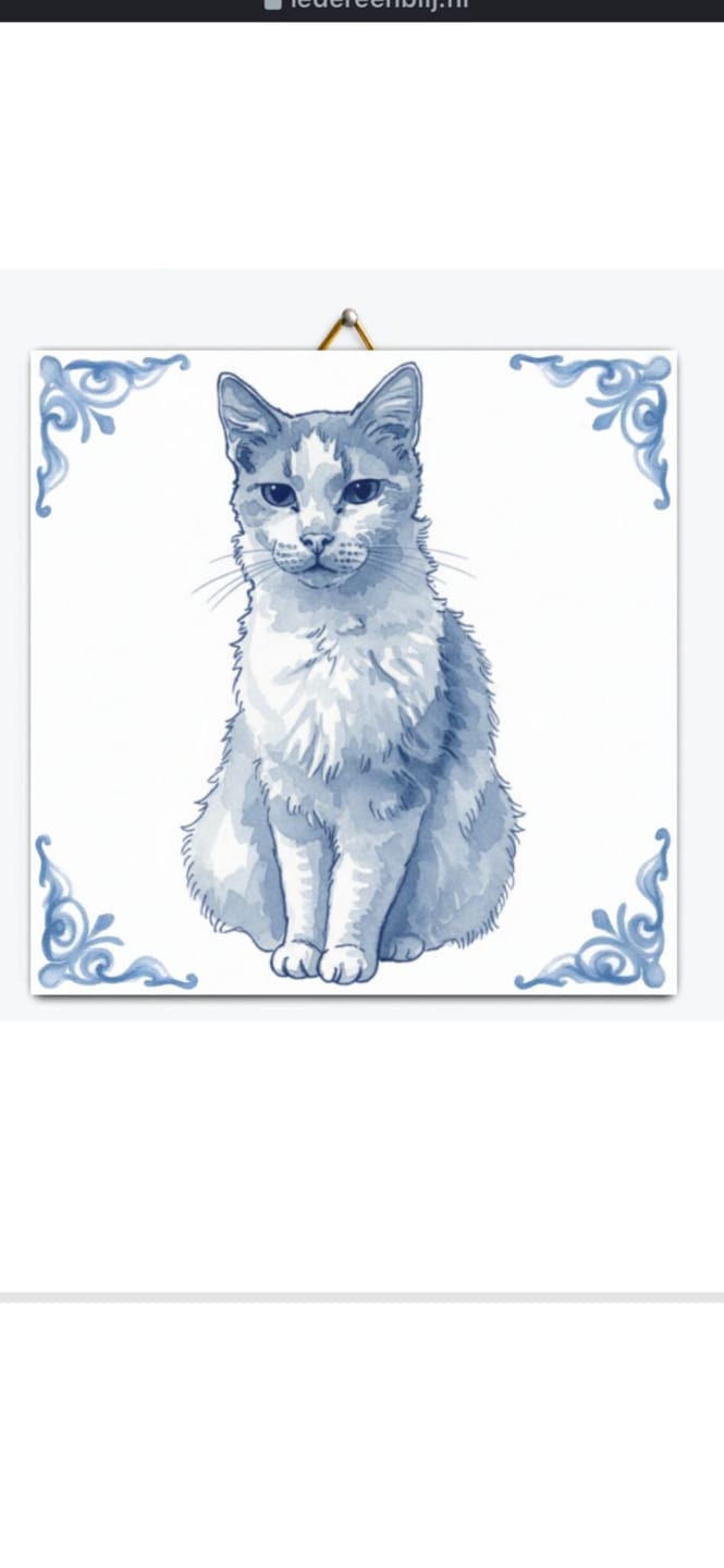 Customer photo review of Delfts Blauw tegeltje bedrukken met jouw eigen huisdier