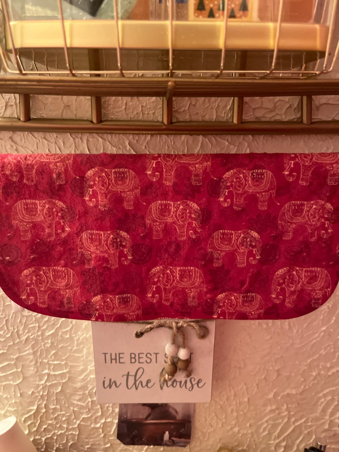 Customer photo review of Gold And Red Boho Elephant Print Hand Towel