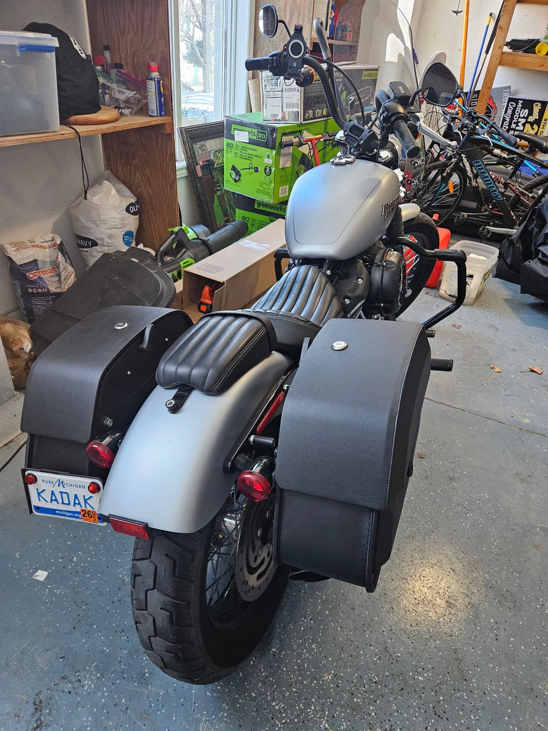 Customer photo review of 28L - Pantheon Medium Quick Mount Motorcycle Saddlebags For Harley Softail Street Bob FXBB/S
