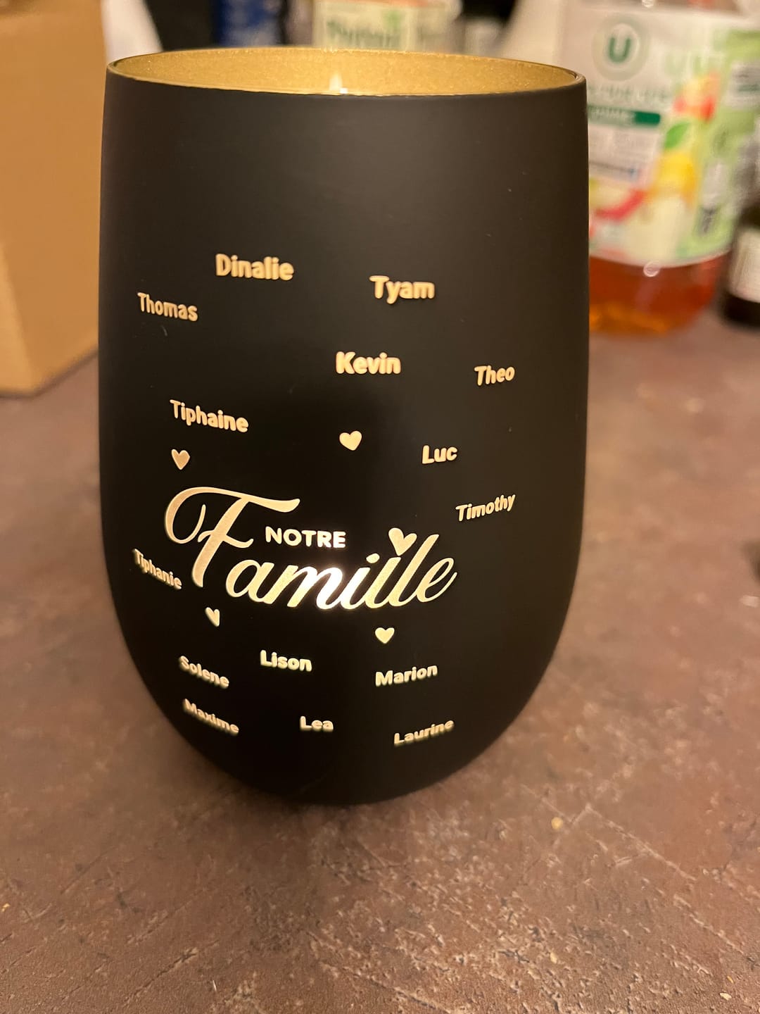 Customer photo review of Photophore personnalisé avec prénoms – Notre Famille