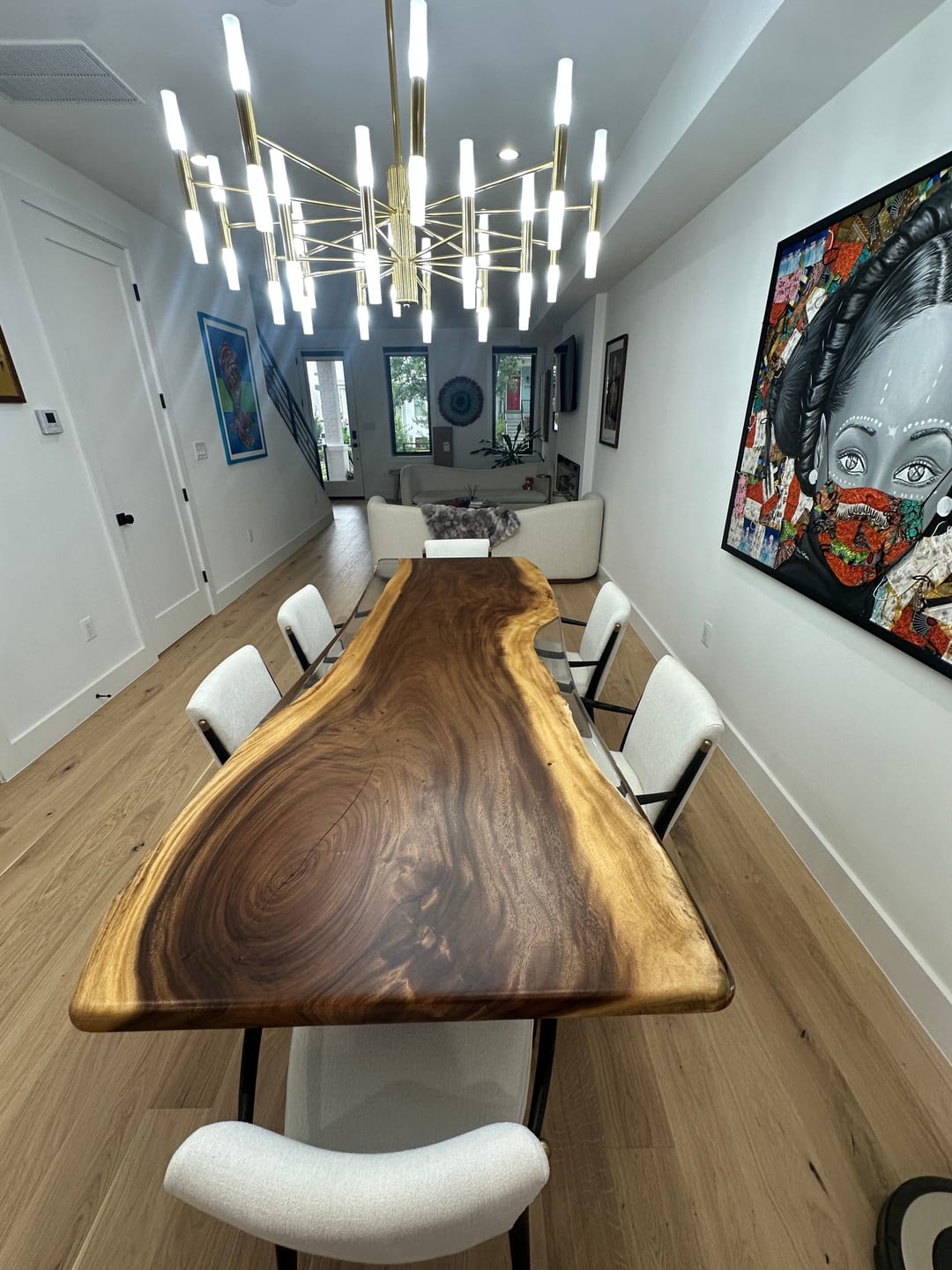 Customer photo review of Custom Walnut Wood Clear River Epoxy Resin Table KCT23
