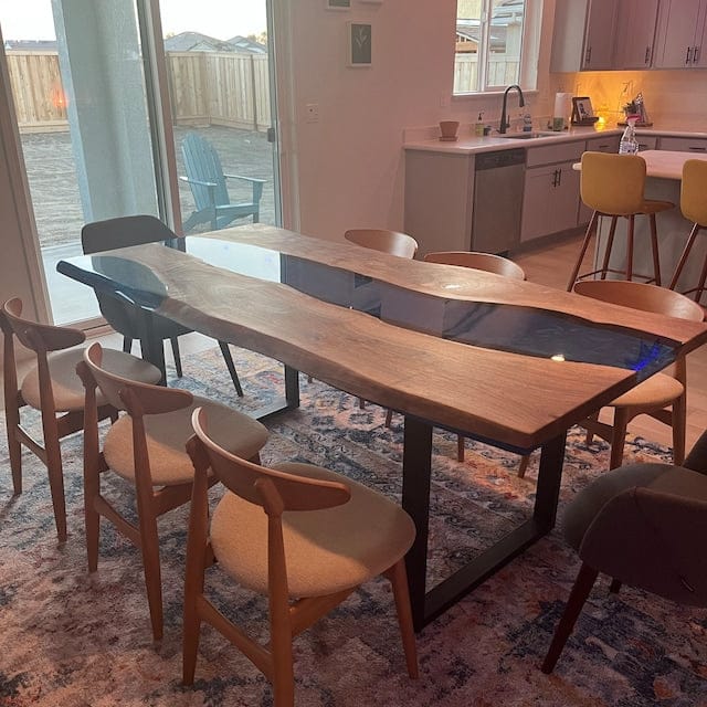 Customer photo review of Custom Black Walnut Slab Epoxy Table KCT19