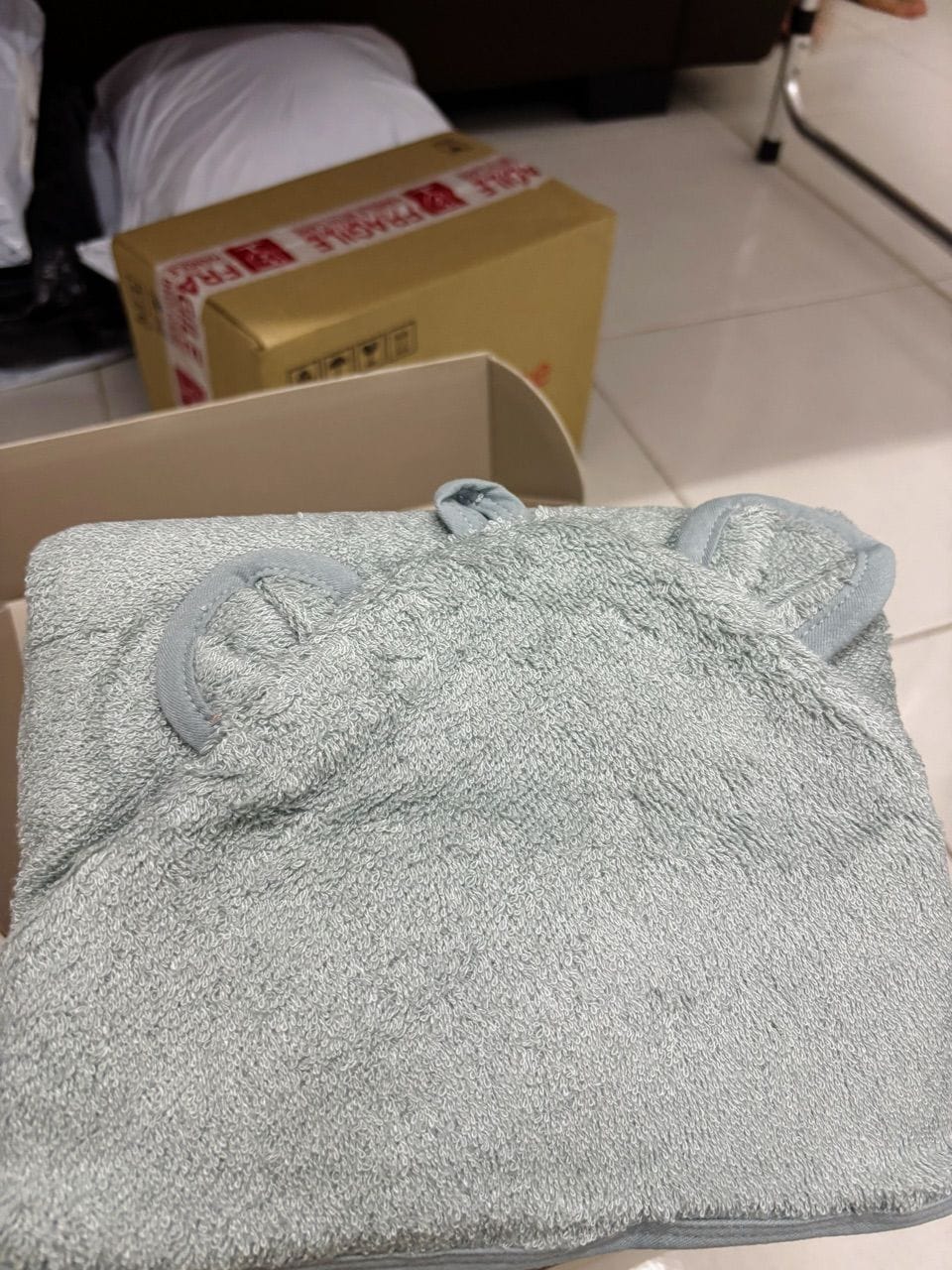 Customer photo review of Hooded Towel (Bamboo-Cotton)