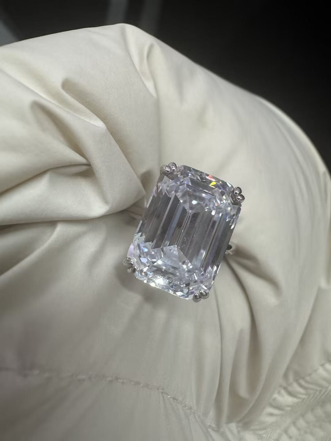 Customer photo review of S925 5.0/11.5 Ct Emerald Cut Engagement Ring In Sterling Silver Classic Everyday Wearable Ring