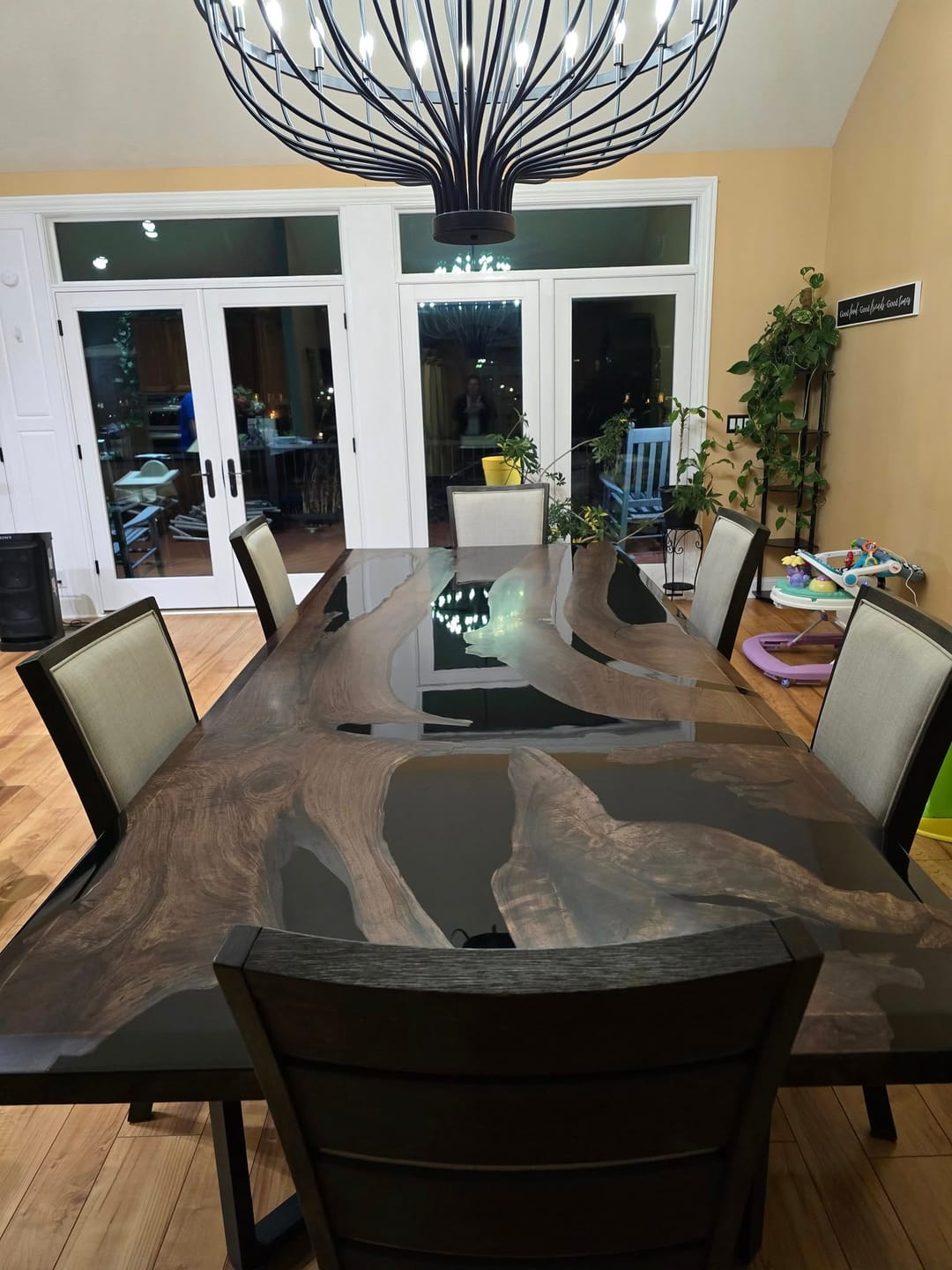 Customer photo review of Custom Black Walnut Wood River Resin Epoxy Table CT50