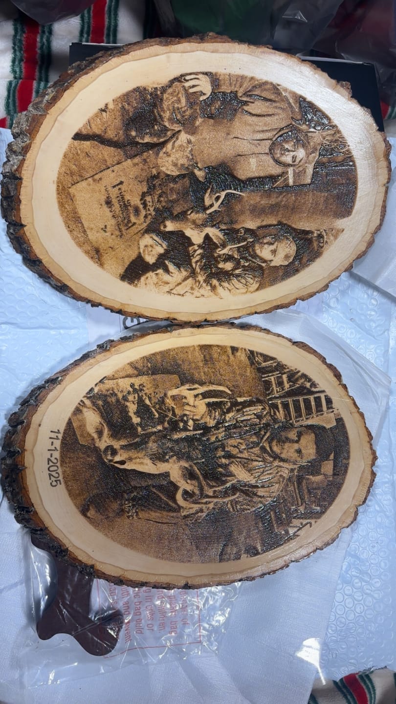 Customer photo review of Laser Engraved Wood Plaque | Personalized Hunting Gift