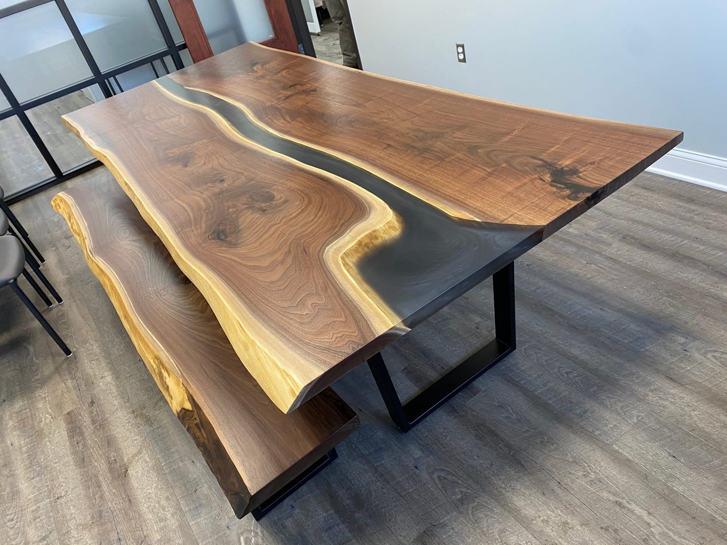 Customer photo review of Custom Live Edge Olive Wood Clear Resin Epoxy Table KCT17