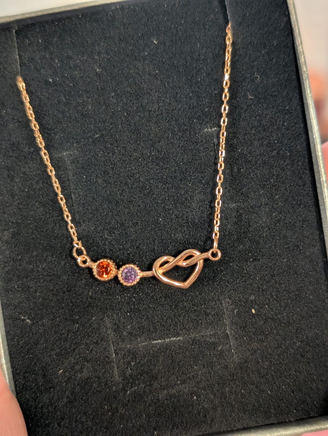 Customer photo review of Ties of Heart Birthstone Necklace
