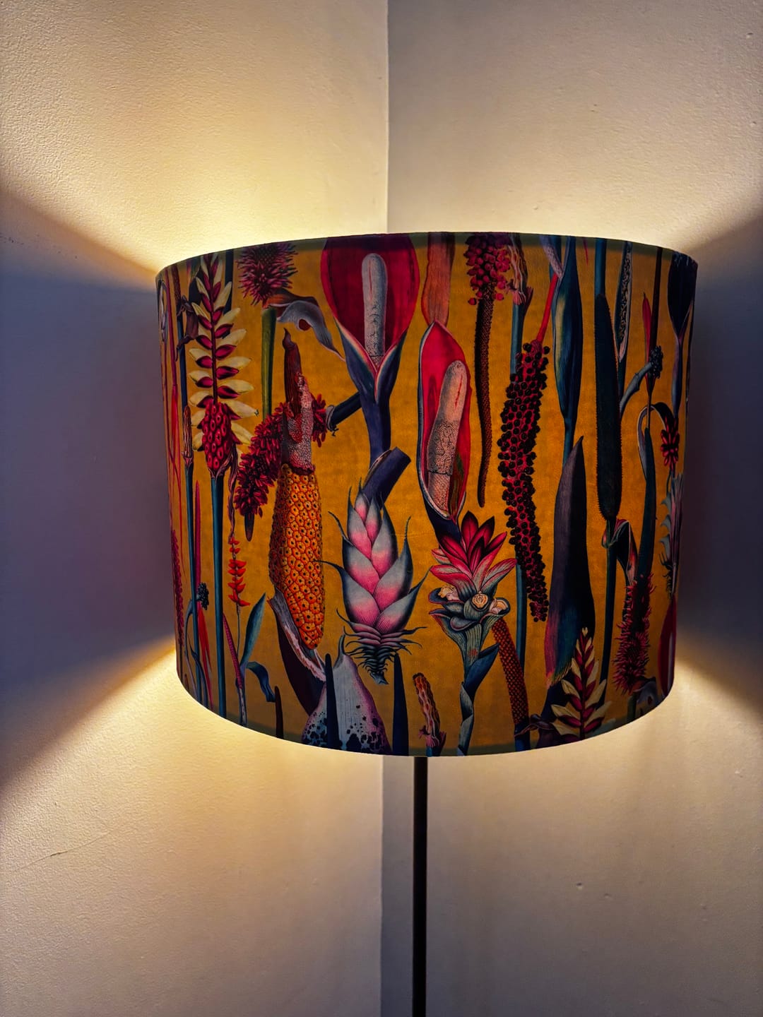 Customer photo review of Botanical Velvet Handmade Lampshade with Mustard Gold Lining