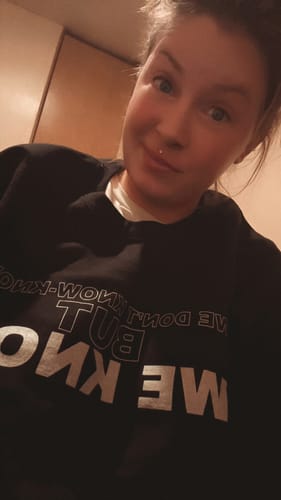 Customer photo review of We Know Crewneck