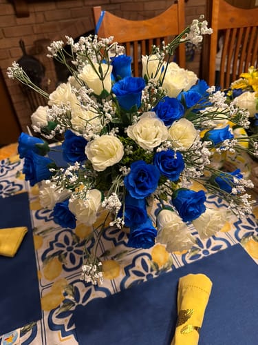 Customer photo review of Bulk Exclusive 22 Colors Cemetery Flowers Roses Bush Bouquets in Vase Artificial Flowers for Graves and Memorials Arrangements Wholesale