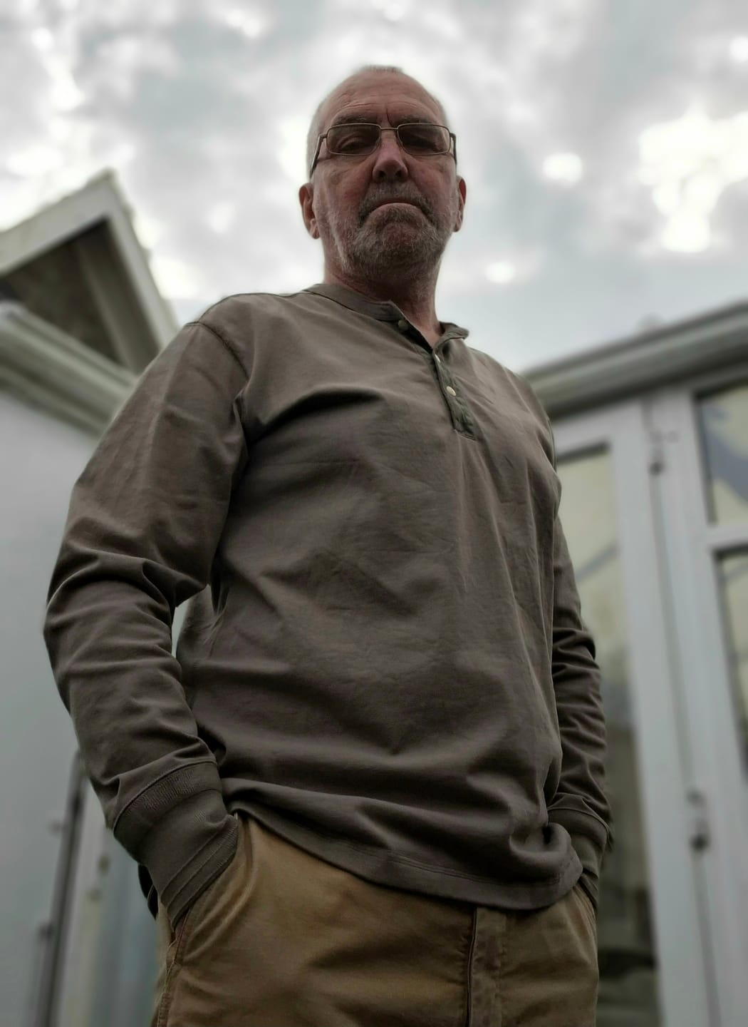 Customer photo review of Vintage Long Sleeve Henley Shirt - Light Olive