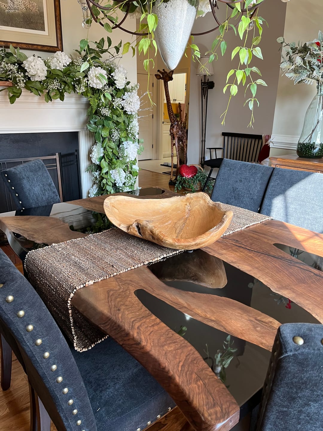 Customer photo review of Custom Black Walnut Wood River Resin Epoxy Table CT50