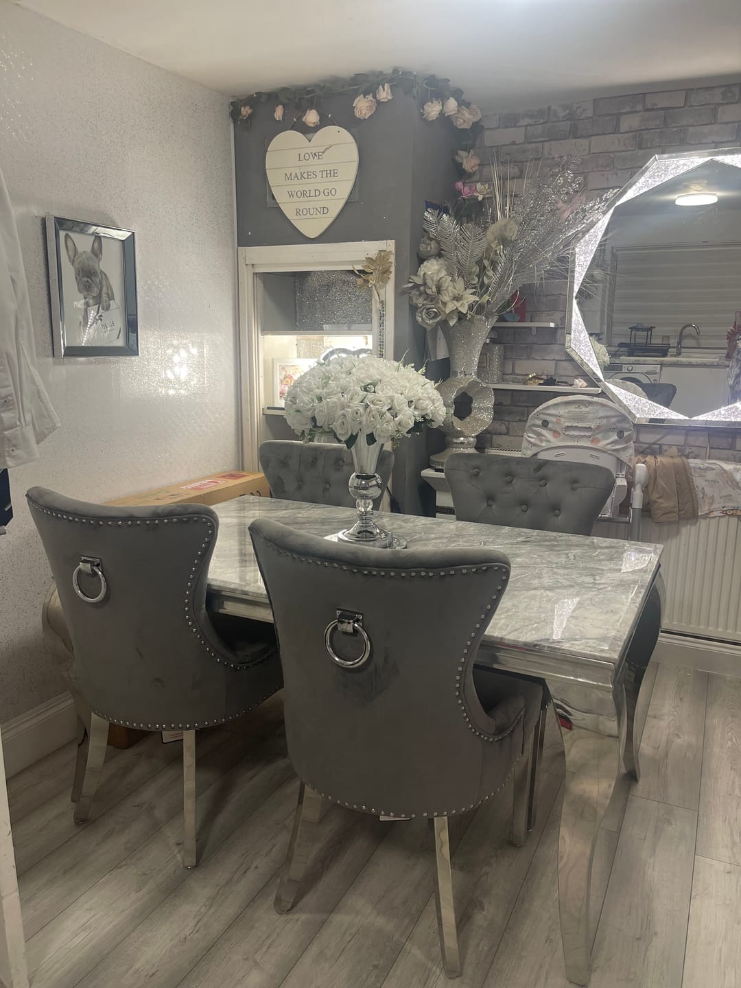 Customer photo review of Vienna Marble Dining Table With Chelsea Ring Knocker Chairs