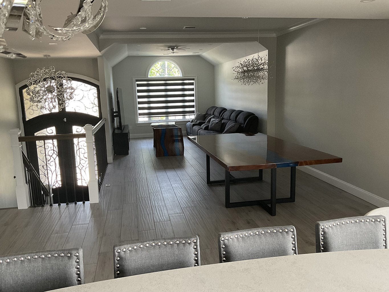 Customer photo review of Custom Black Walnut Slab Epoxy Table KCT19