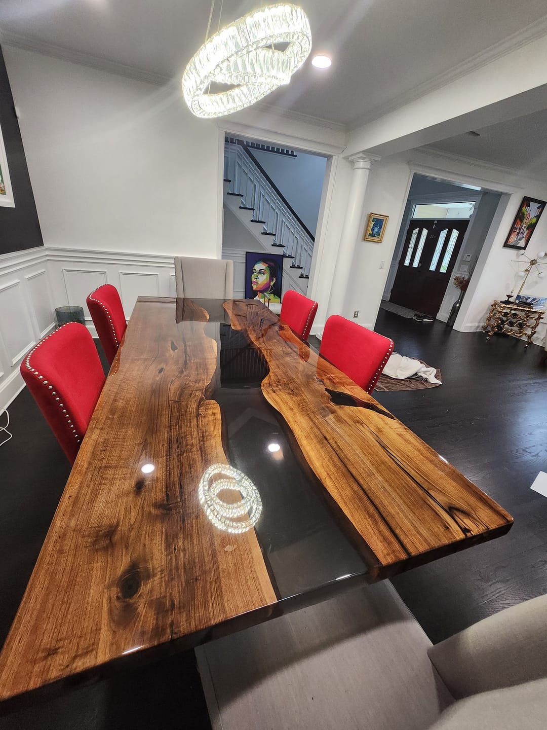 Customer photo review of Custom Black Walnut Slab Epoxy Table KCT19