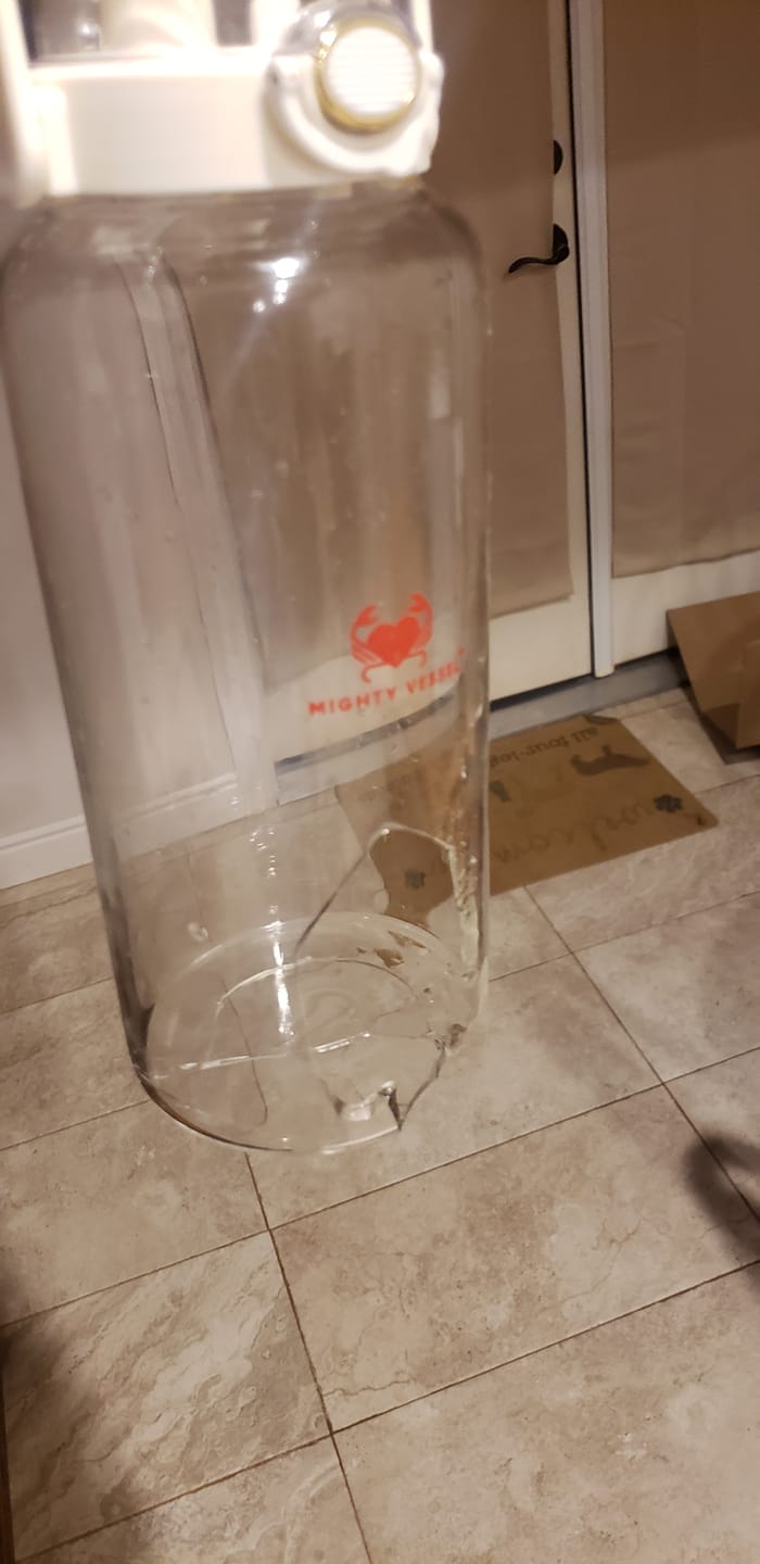 Customer photo review of Mighty Vessel™ Shatter-Resistant Glass Water Bottle | 64 oz