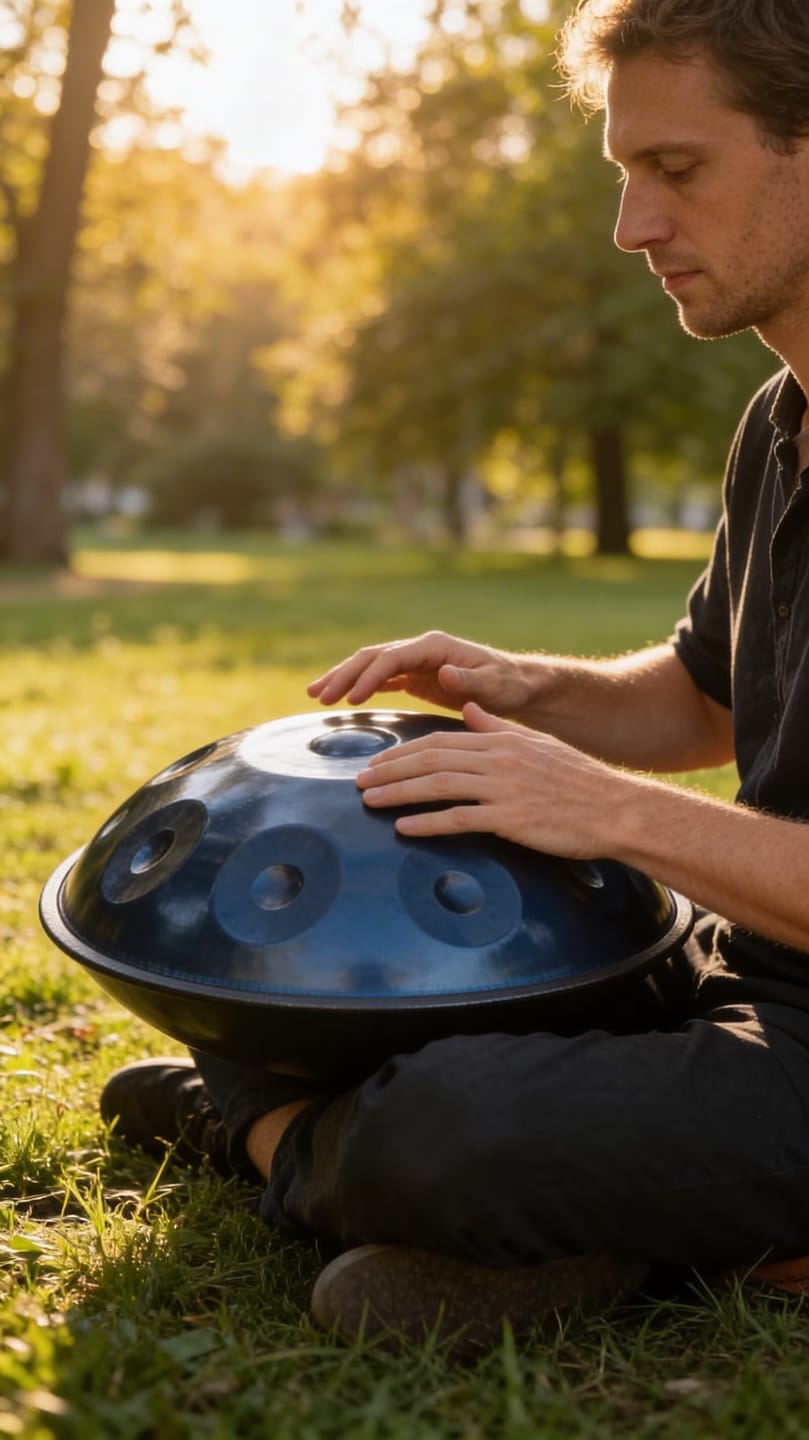 Customer photo review of Cosmos Handpan - Serene Blue 9 Notes in D Minor - Tambourine Gift Set