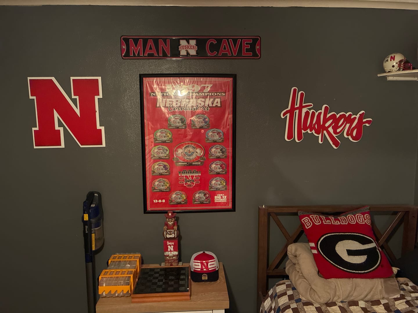 Customer photo review of Nebraska "HUSKERS" RED Script 3D Vintage Metal Wall Art