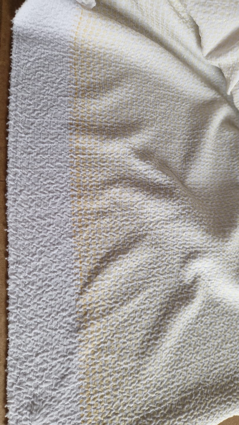 Customer photo review of White Gold Shiny Square Liverpool Bullet Stretch Fabric