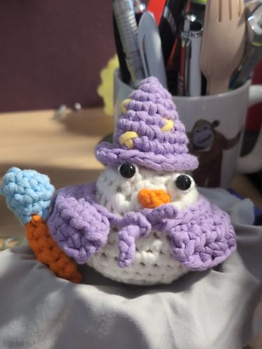Customer photo review of Merlin the Wizard Owl Crochet Kit