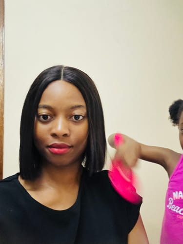Customer photo review of 8' 5x5 Vietnamese SDD Bone Straight Custom Made Wig