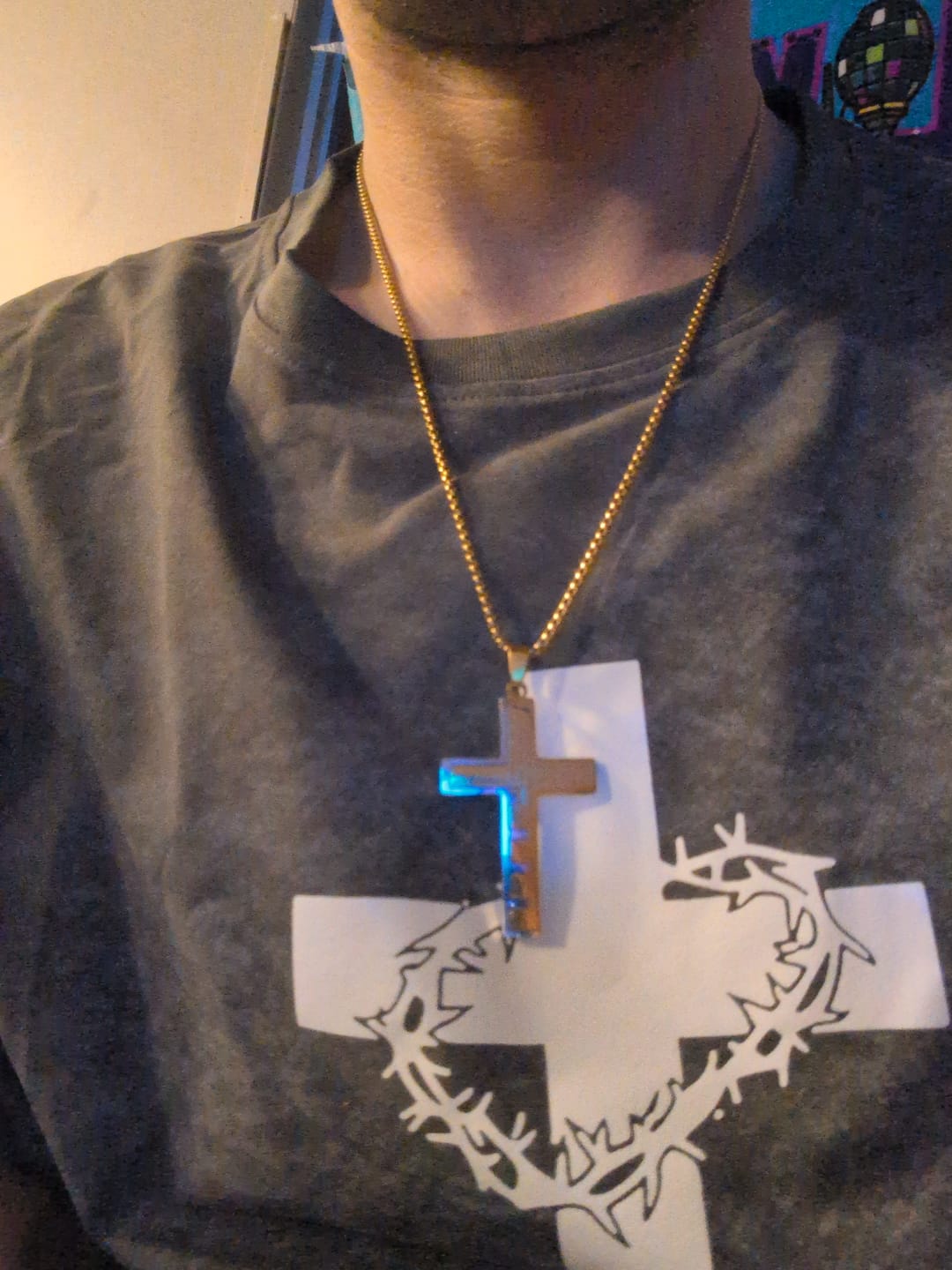 Customer photo review of FREE Today: Modern Tri-Color Lord's Prayer Cross Necklace: A Timeless Symbol of Holy