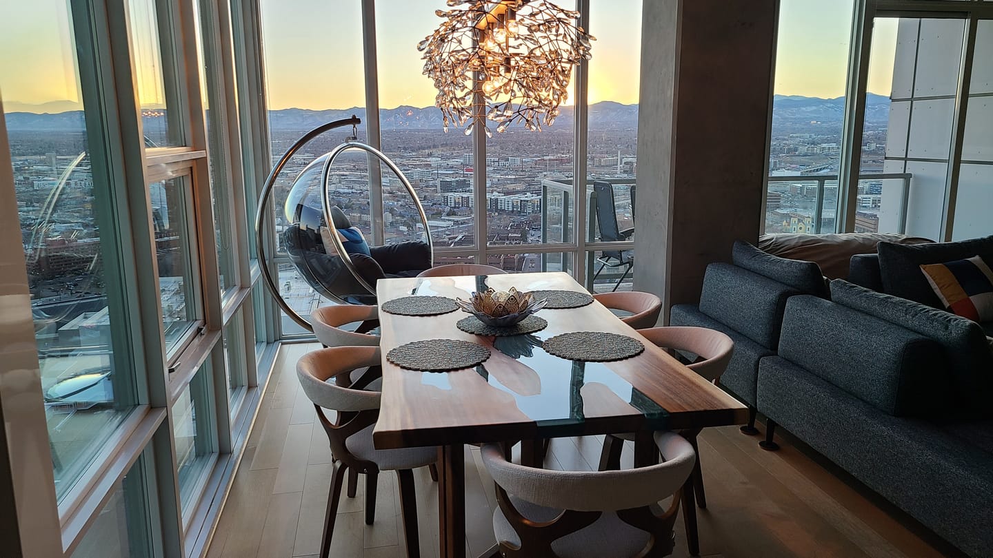 Customer photo review of Custom Live Edge Walnut Wood River Resin Epoxy Tables CT27