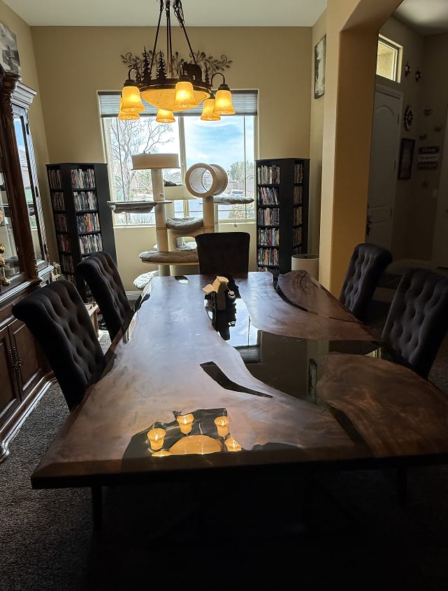 Customer photo review of Custom Black Walnut Wood River Resin Epoxy Table CT50