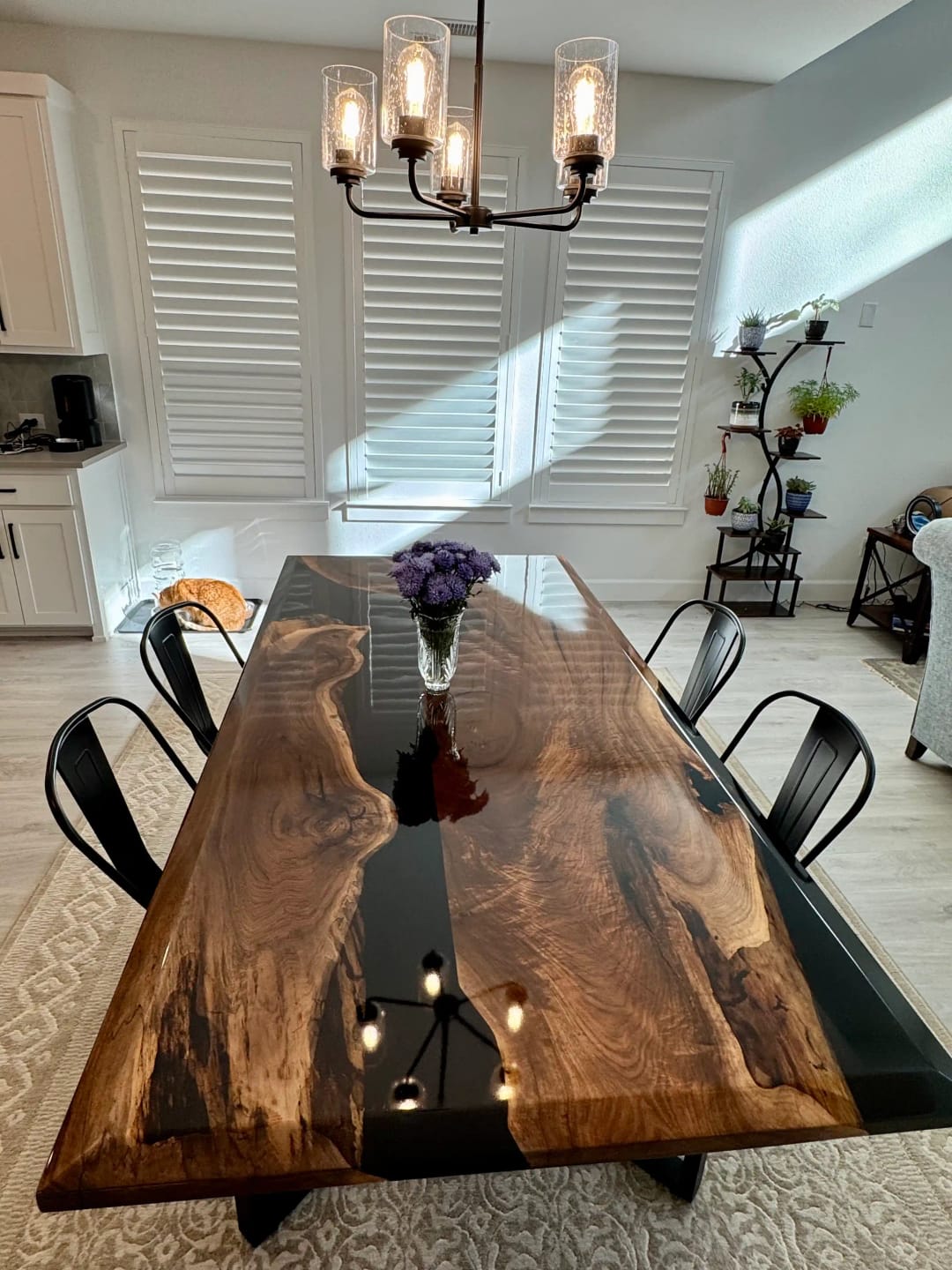 Customer photo review of Custom Black Walnut Wood River Resin Epoxy Table CT50