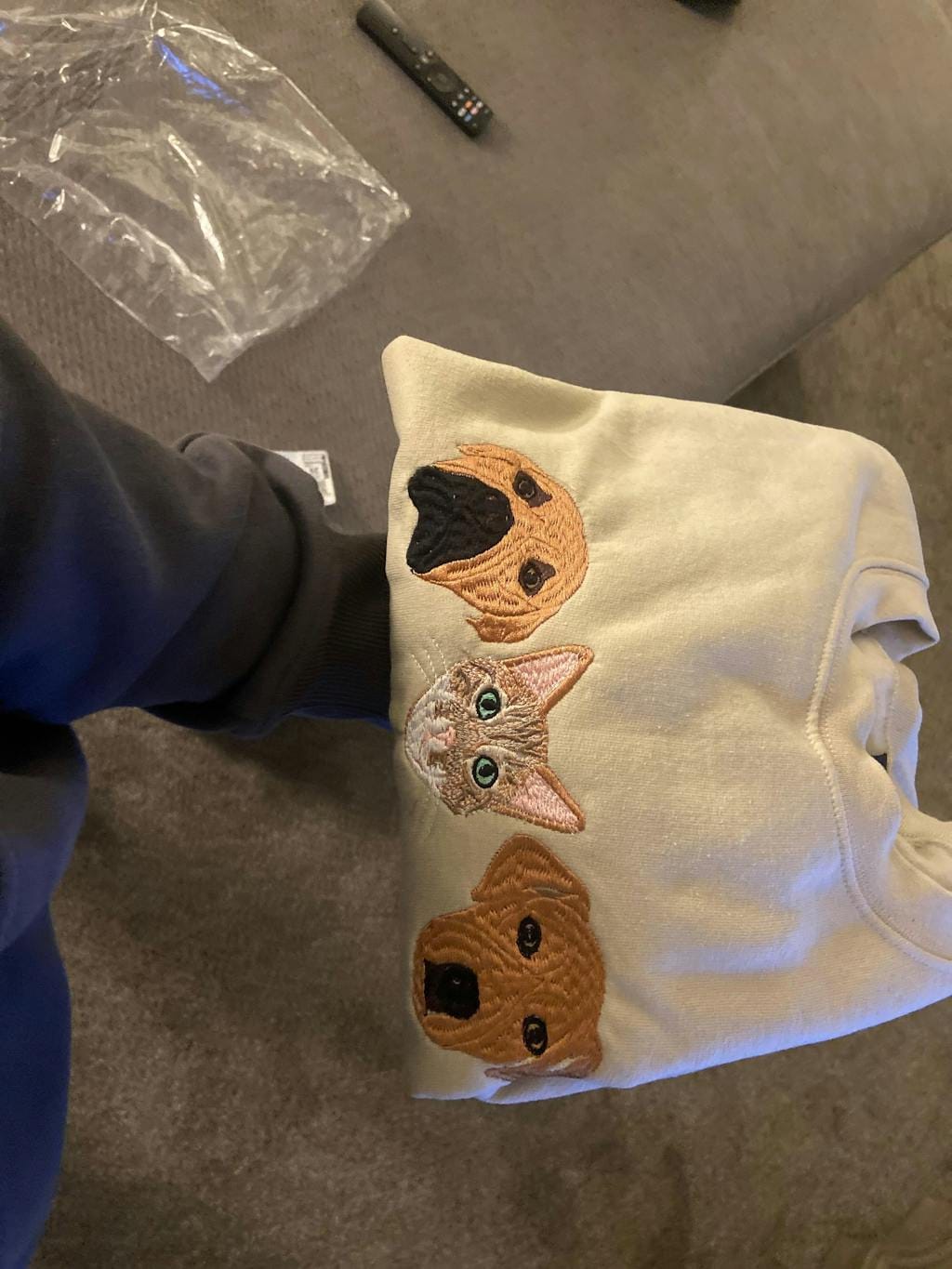 Customer photo review of Mystichot Custom Embroidered Pet Sweatshirt