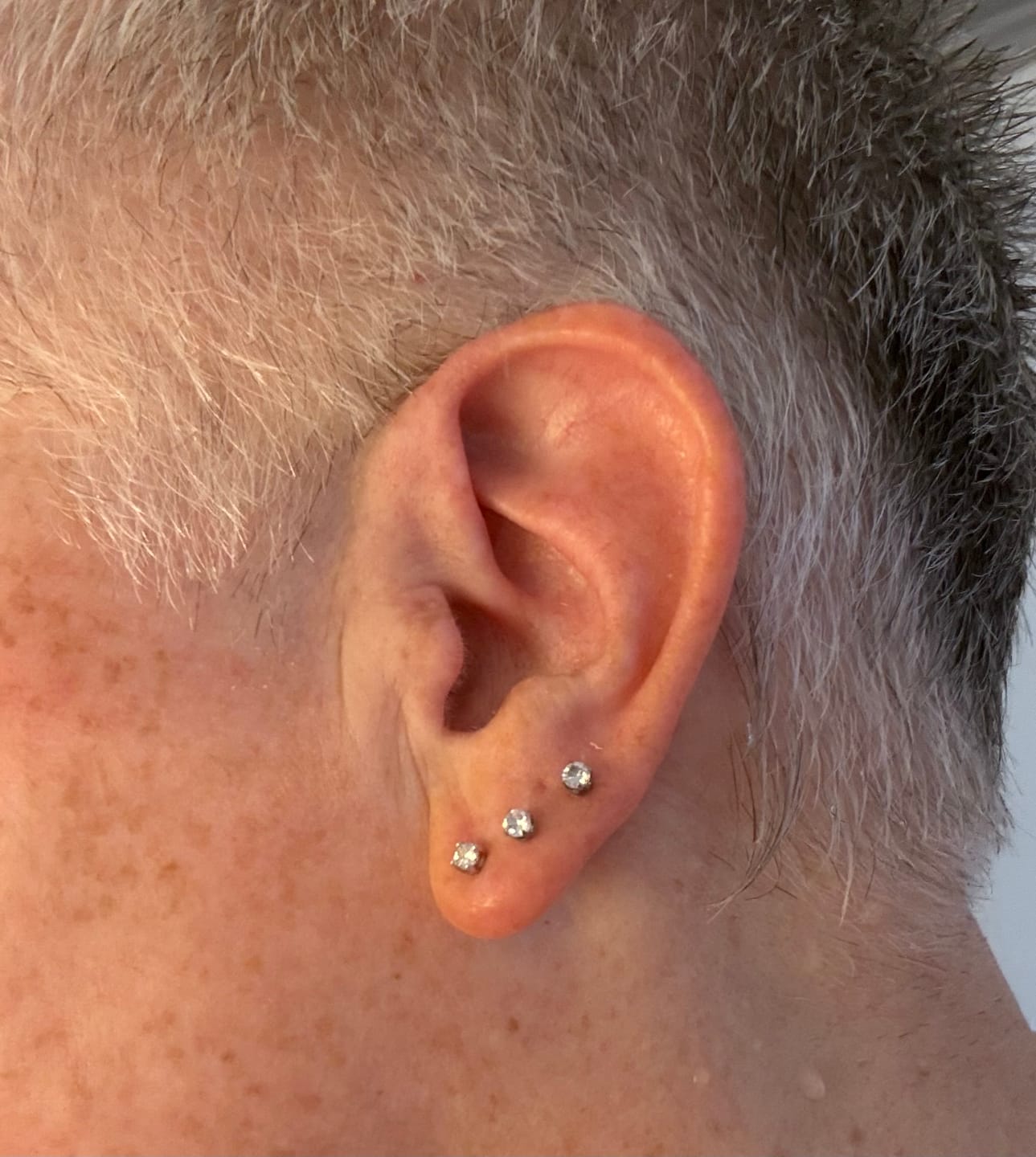 Customer photo review of Round Solitaire Stud Earrings - Moissanite