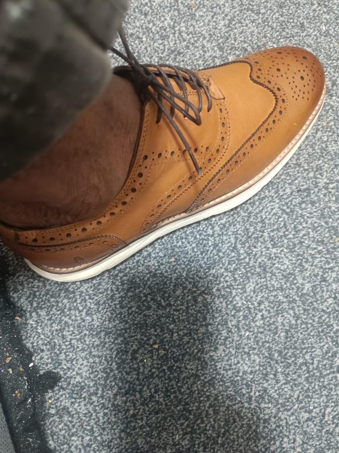 Customer photo review of Tan/White Zach Brogue Shoes