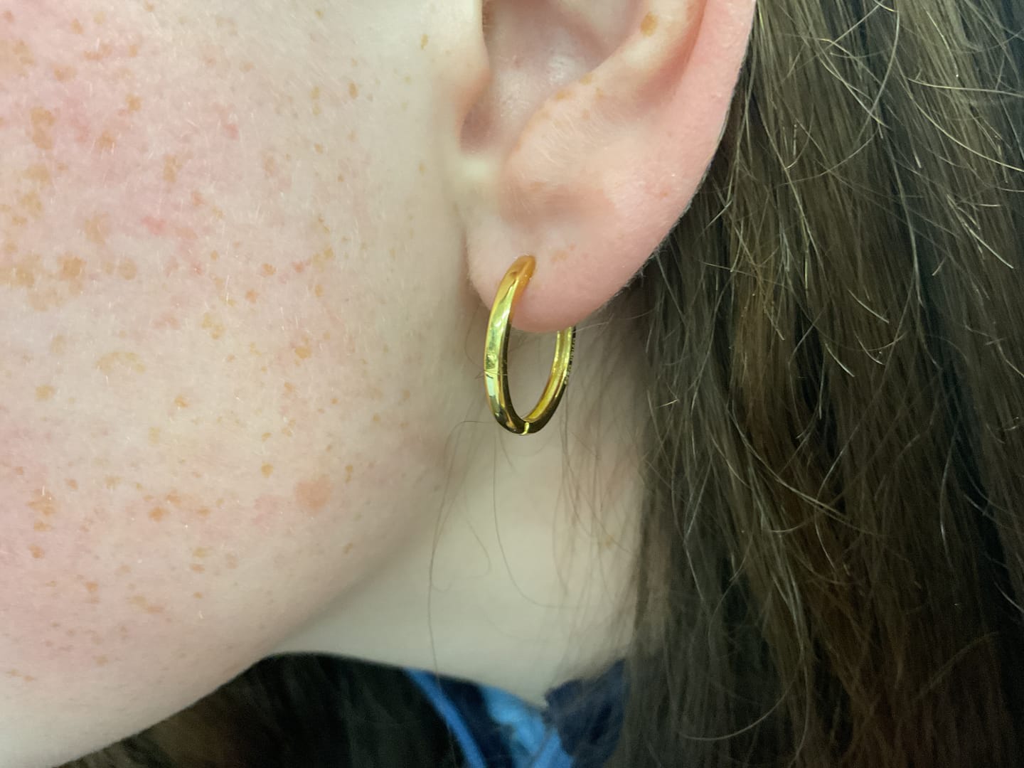 Customer photo review of Medium Hoops in Gold
