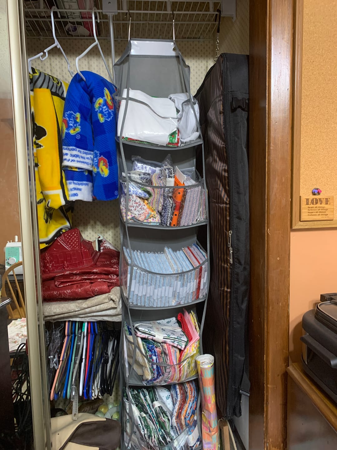 Customer photo review of Hanging Quilting Storage Shelves