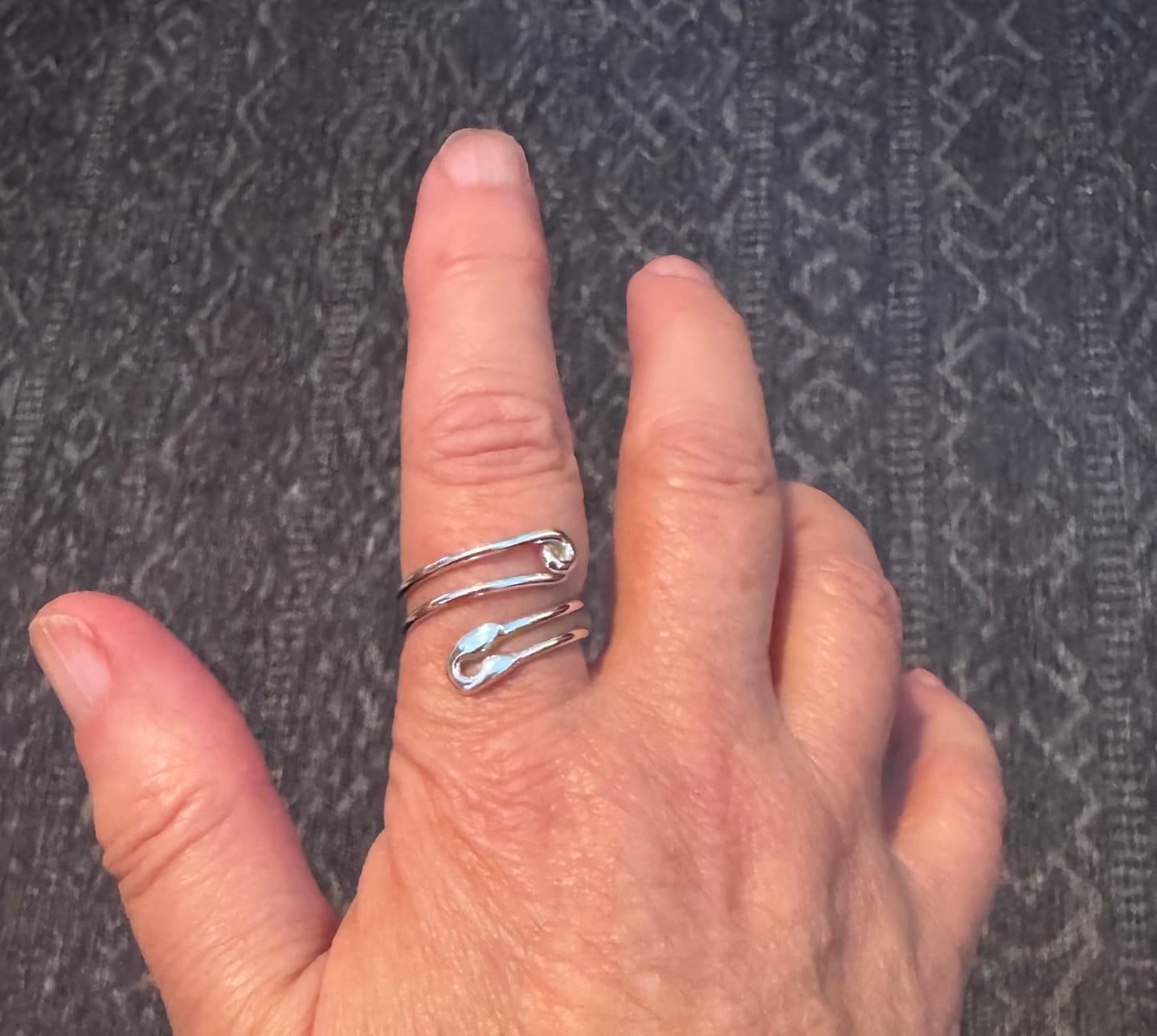 Customer photo review of Safety Pin Ring Sterling Silver