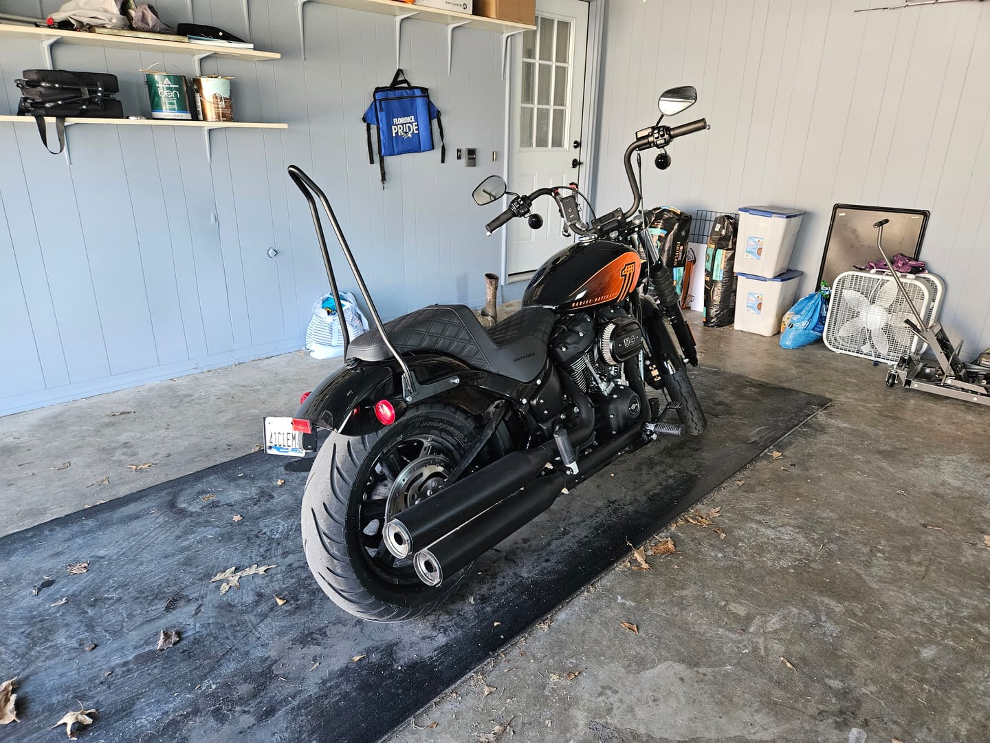 Customer photo review of Iron Born Blade 25" Sissy Bar for Harley Softail Street Bob Matte Black