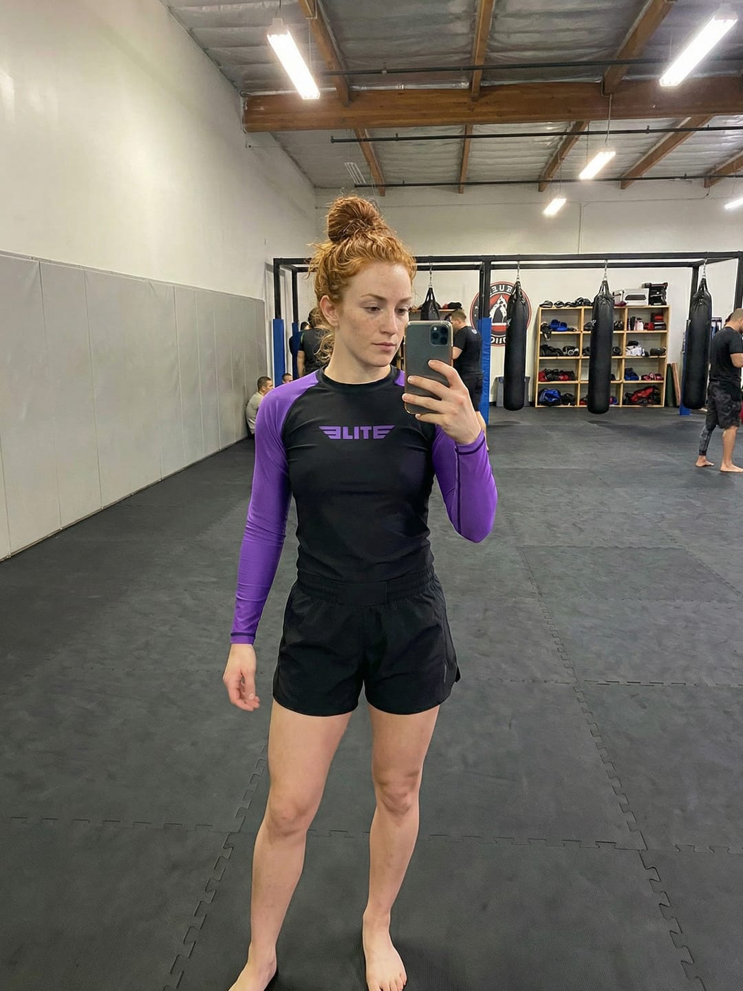 Customer photo review of Standard Purple Long Sleeve No-Gi Womens BJJ Rash Guard