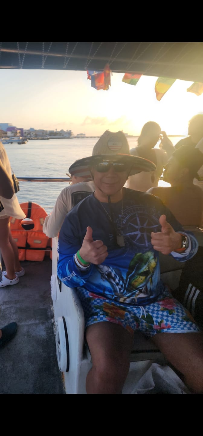 Customer photo review of Personalized Mahi Mahi, Wahoo, Tuna Blue Performance Fishing Shirt, compass offshore tournament Shirts NQS5866