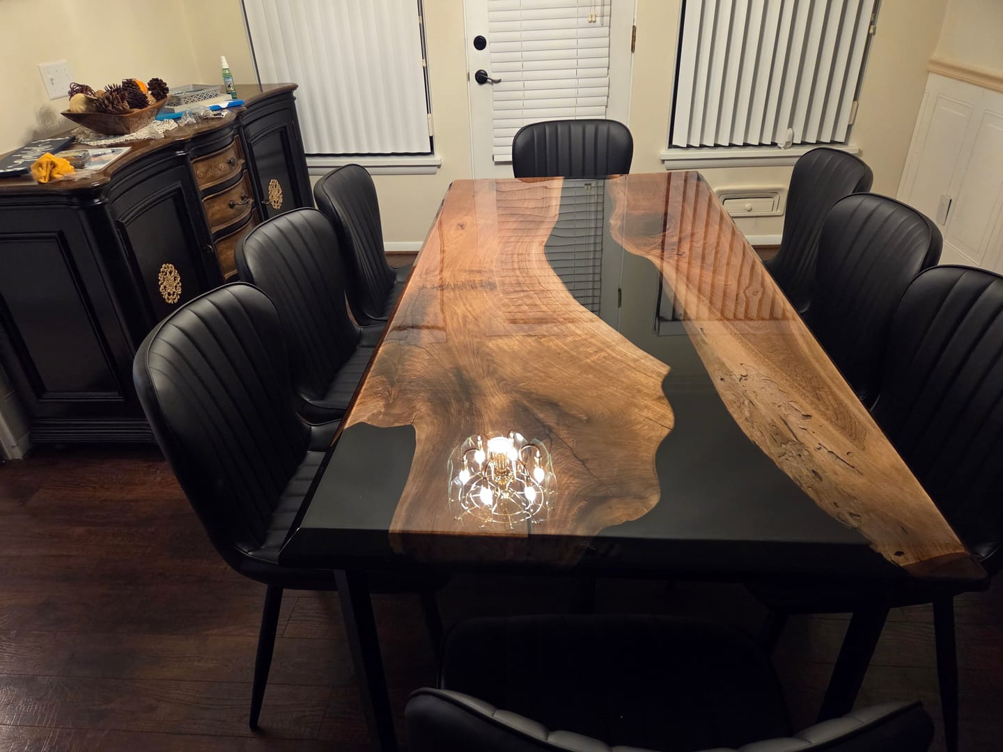 Customer photo review of Custom Black Walnut Wood River Resin Epoxy Table CT50