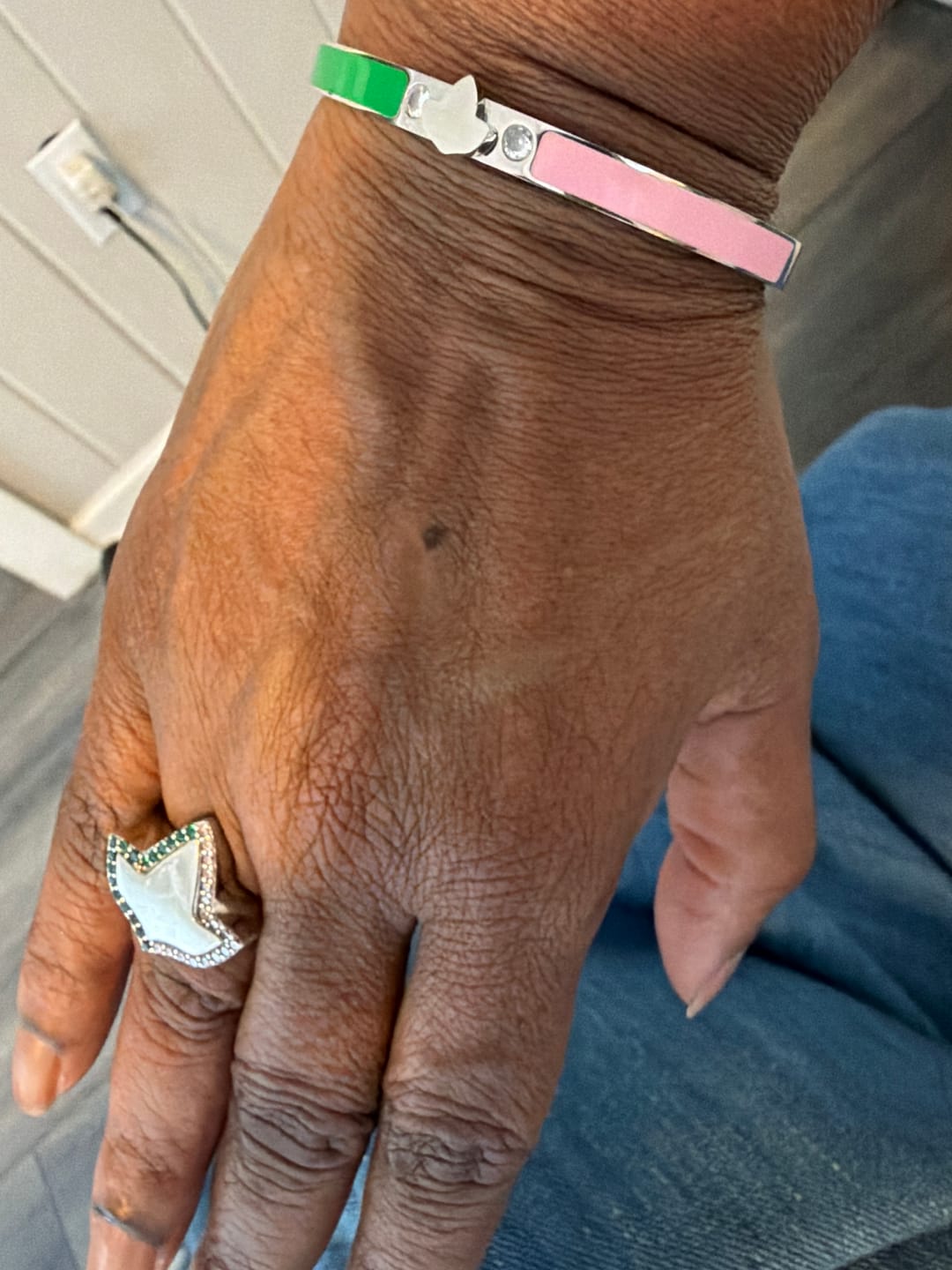 Customer photo review of Bahia Ivy Pink and Green Bracelet