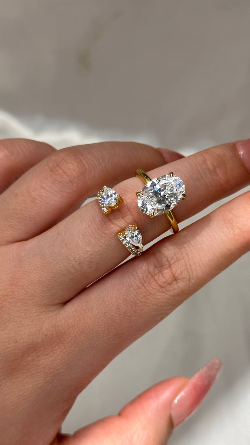 Customer photo review of S925 Unique 4.0Ct Oval Cut Insert Wedding Ring Set For Women In Sterling Silver