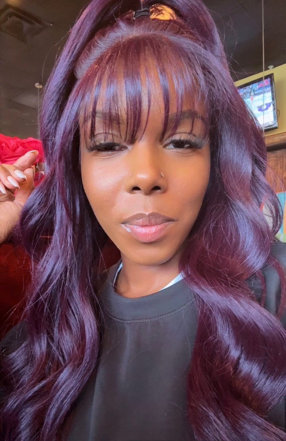 Customer photo review of Outre Melted Hairline Glueless HD Lace Front Wig - MATILDA - Pre-Styled Bangs