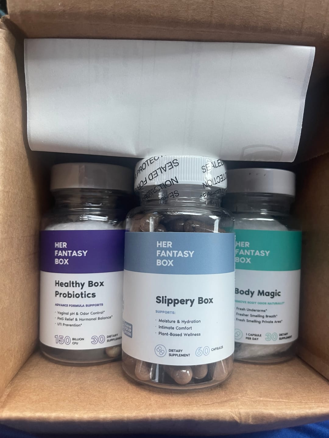 Customer photo review of Healthy Box Probiotics for pH, Odor, Pms Relief & Uti Prevention